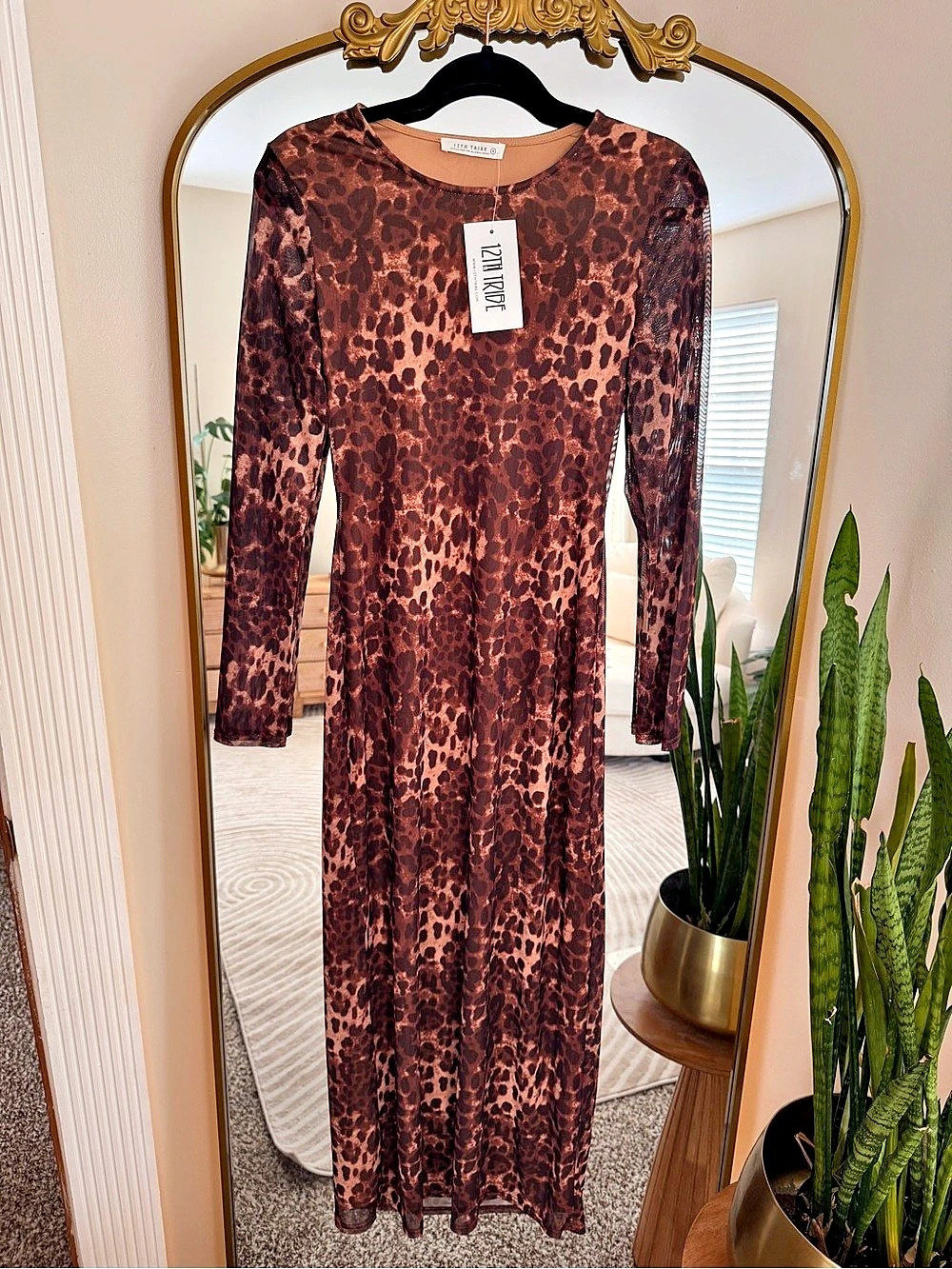 NWT 12th Tribe Leopard Mesh Maxi Dress